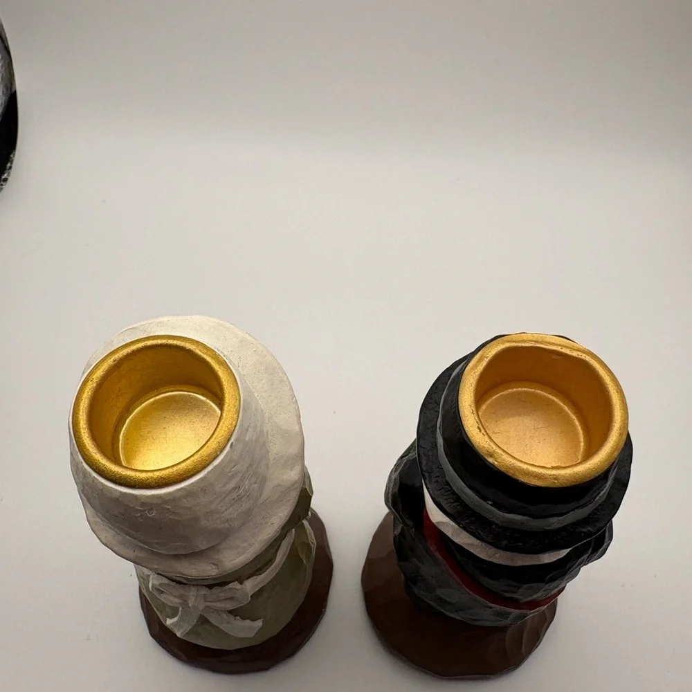 Vintage Resin Teleflora Thanksgiving Taper Candleholders • Pilgrim Couple - Picture 9 of 10